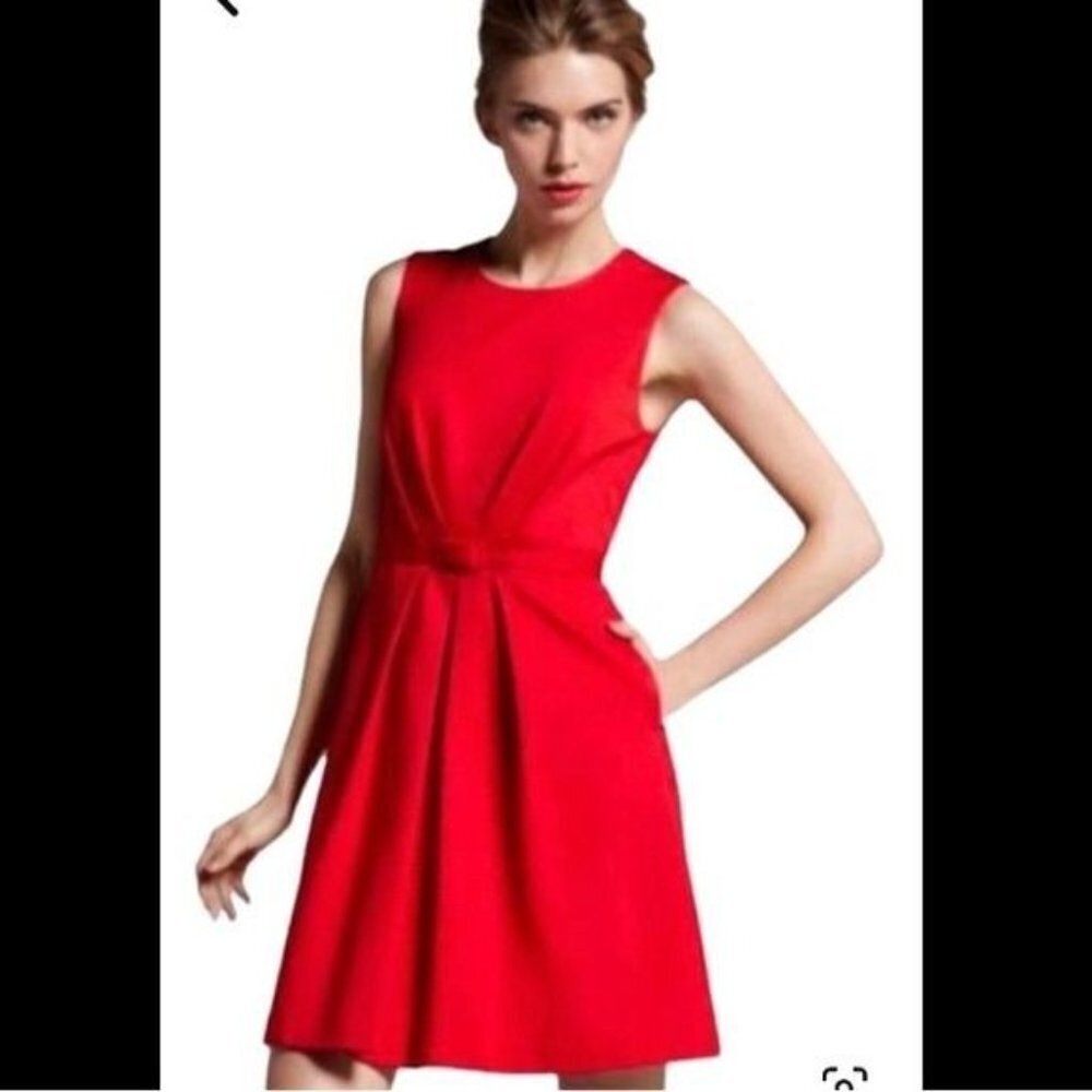 Trina Turk Rouge Fit and Flare knee length dress, women's 2, missing belt